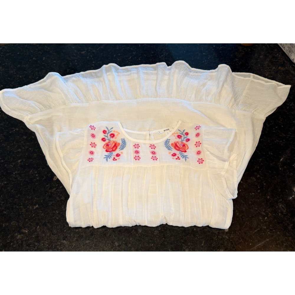 MINE White Embroidered Flutter Sleeve Dress - Picture 5 of 7